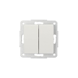 [000201005] Doble conmutador de empotrar Blanco 56x56mm 10A 250V