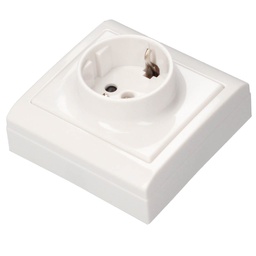 [000200498] Single surface socket 2P + TT lat. Blanco 80x80mm 16A 250V