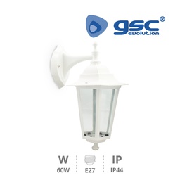 [000700073] Alma series top mounted arm wall garden light E27 white