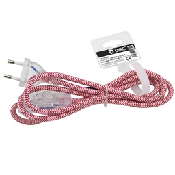 [001102965] Textile cable 1.5m (2x0.75mm) plug + int red/white