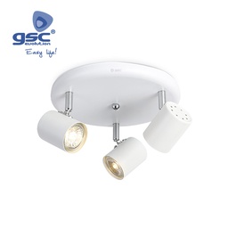 [001905361] Foco techo triple circular Serie Edina GU10 Blanco