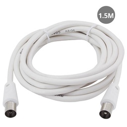 [002600911] Cable coaxial TV 1,5M de macho a hembra Blanco