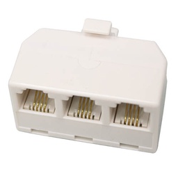 [002600944] Socket 1 male to triple female telephone - white