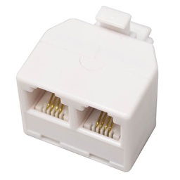 [002600943] Socket 1 male to double female telephone - white