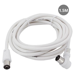 [002602970] Cable coaxial TV acodado 1,5M de macho a hembra Blanco