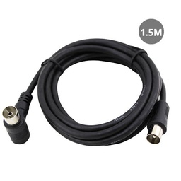 [002602972] Cable coaxial TV acodado 1,5M de macho a hembra Negro