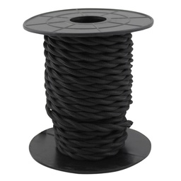 [003902977] 10m textile cable (2x0.75mm) Black braided