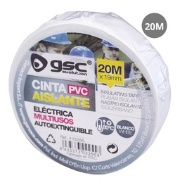 [004102255] Cinta aislante elect.PVC 20M Blanca-Retractil10ud