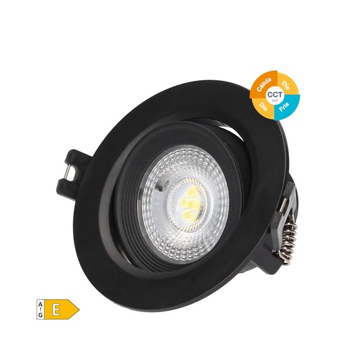 [200400002] Aro basculante redondo empotrable LED Serie Banok 7W 3000-4000-6500K Negro