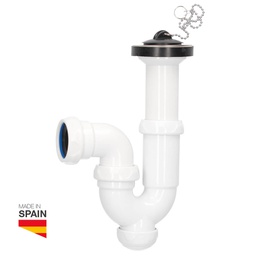 [404035005] Sifón curvo extensible salida Ø40mm reductora Ø32mm válvula lavabo - bidet