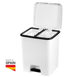 [402005005] Caixote do lixo com pedal e separador 52 l Branco/Negro