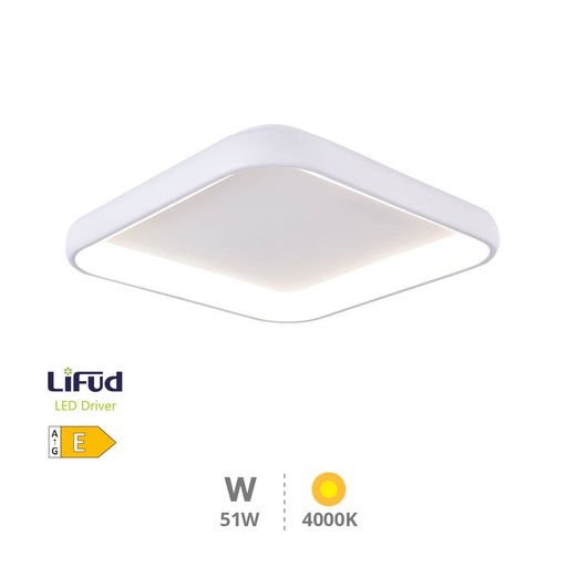 [203605079] Plafón techo LED Simola cuadrado 51W 4000K Blanco