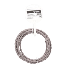 [101025018] Câble en tissu 2,5 M (2x0,75 mm) torsadé Gris clair