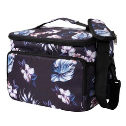 [401055008] Sac thermique porte-aliments 8,5 L Noir avec fleurs