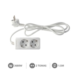 [100005009] 2 way socket White (3x1.5mm) 1,5M wire