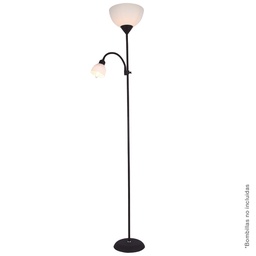 [204400043] Lâmpada de pé Série Nawis 1760 mm E27 com luz de leitura E14 Negro