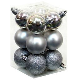 [204635002] Pack 12 bolas de navidad 6cm Plateado