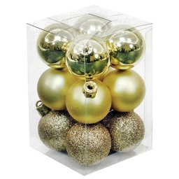 [204635003] Pack 12 bolas de navidad 6cm Dorado