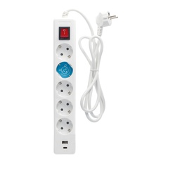 [100000005] 5way socket with switch (3x1.5mm) 1,4M wire + 2USB A + C