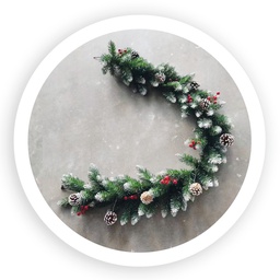 [204625002] Dusia Artificial garland 1,5M 100 white tips, berries and pinecones