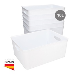 [402030009] Cesto organizador plástico 10L Blanco - 6u retráctil