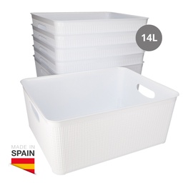 [402030010] Cesto organizador plástico 14L Blanco - 6u retráctil